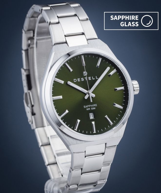 Hodinky DESTELL Aries Green Silver Steel Sapphire AR405-05-205S