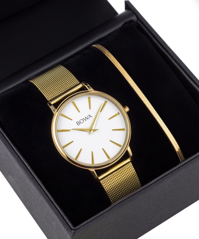 Hodinky dámské BOWA Praha White-Gold Mesh 38 Gift Set PH384-24-184M-419-03