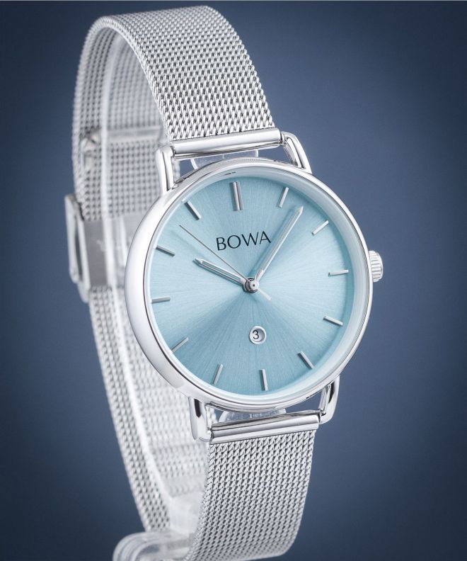 Hodinky BOWA Milan Ice-Blue Silver Mesh 34 MI345-95-165M