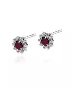 Náušnice Bonore - Bílé Zlato 585 - Rubín 0,15 ct