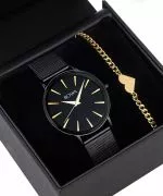 Hodinky dámské BOWA Praha Black-Gold Mesh 38 Gift Set