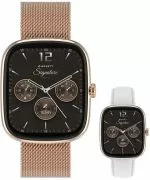 Chytré Hodinky dámské Garett Signature Flow Rose Gold Mesh SET