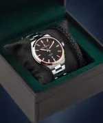 Hodinky pánské DESTELL Aries Black Silver Steel Sapphire Gift Set