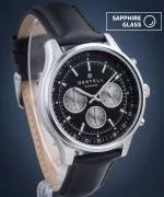 Hodinky DESTELL Circinus Black Silver Leather Chronograph Sapphire