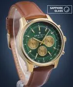 Hodinky DESTELL Circinus Green Gold Brown Leather Chronograph Sapphire
