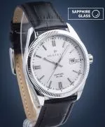 Hodinky DESTELL Loup White Silver Black Leather Sapphire