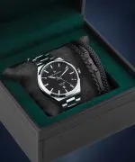 Hodinky pánské DESTELL Aries Black Silver Steel Sapphire Gift Set