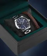 Hodinky pánské DESTELL Aries Navy Blue Silver Steel Sapphire Gift Set