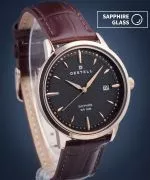 Hodinky DESTELL Pictor Black Rose Gold Brown Leather Sapphire
