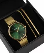 BOWA Praha Green-Gold Mesh 38 Gift Set (hodinky + náramek)