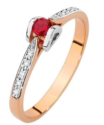 Prsten Bonore - Růžové Zlato 585 - Rubín 0,15 Ct