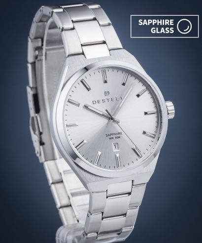 Hodinky DESTELL Aries Full Silver Steel Sapphire