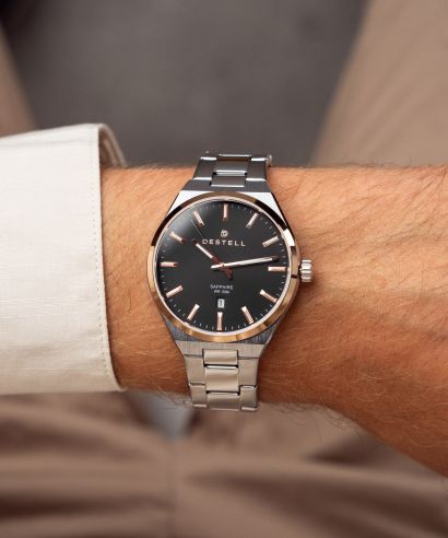 Hodinky DESTELL Aries Black Silver Steel Sapphire
