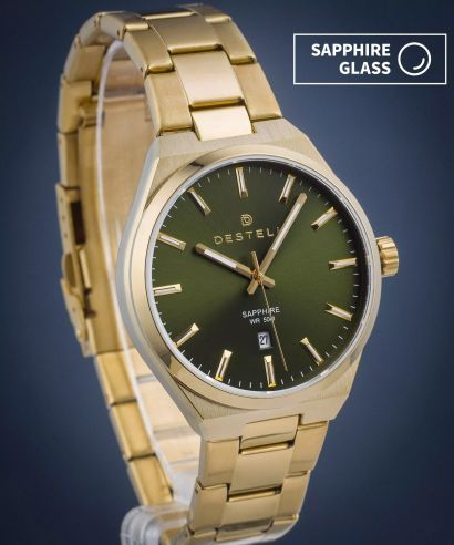 Hodinky DESTELL Aries Green Gold Steel Sapphire