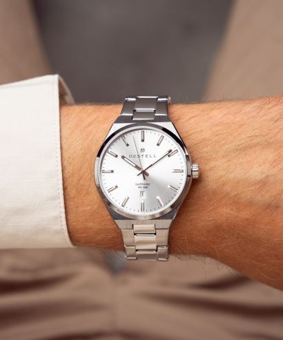 Hodinky DESTELL Aries Full Silver Steel Sapphire