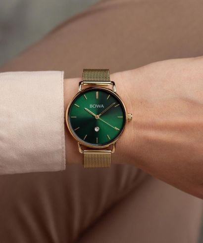 Hodinky BOWA Milan Green Gold Mesh 34