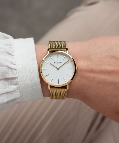 Hodinky dámské BOWA New York Petite White-Gold Mesh 34