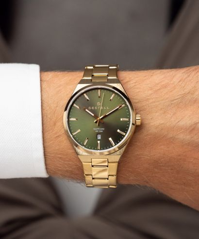 Hodinky DESTELL Aries Green Gold Steel Sapphire