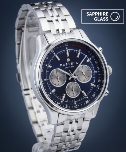 Hodinky DESTELL Circinus Blue Silver Steel Chronograph Sapphire