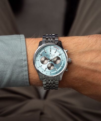 Hodinky DESTELL Circinus Ice Blue Silver Steel Chronograph Sapphire