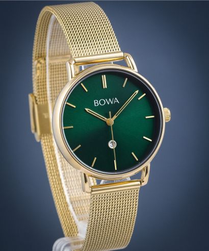 Hodinky BOWA Milan Green Gold Mesh 34