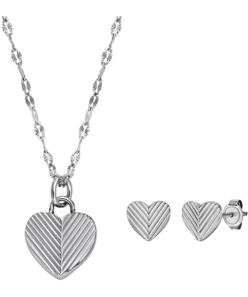 Náhrdelník Fossil Harlow Linear Texture Heart