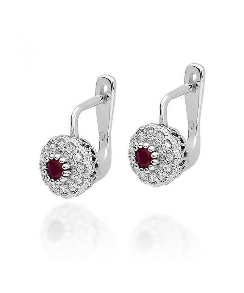 Náušnice Bonore - Bílé Zlato 585 - Rubín 0,15 ct