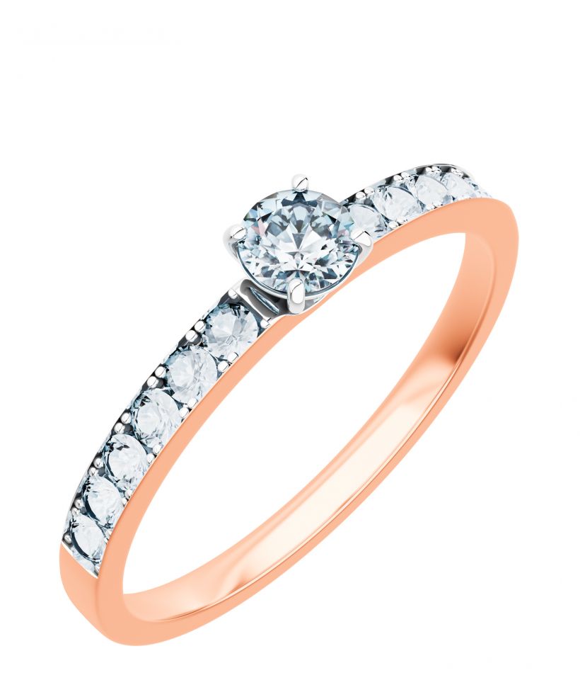 Prsten Bonore - Růžové Zlato 585 - Diamant 0,4 Ct