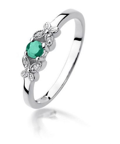 Prsten Bonore - Bílé Zlato 585 - Smaragd 0,15 ct
