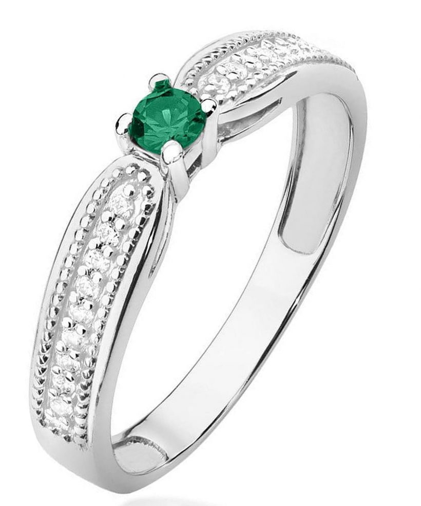 Prsten Bonore - Bílé Zlato 585 - Smaragd 0,15 ct