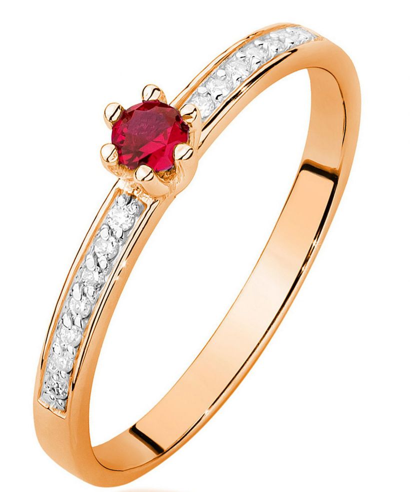 Prsten Bonore - Růžové Zlato 585 - Rubín 0,15 Ct