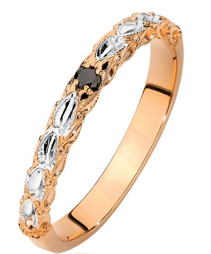 Prsten Bonore - Růžové Zlato 585 - Černý Diamant 0,03 Ct