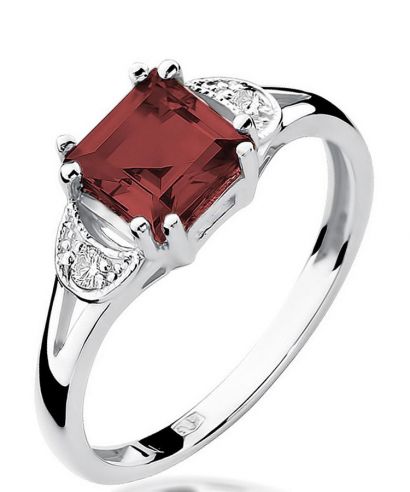 Prsten Bonore - Bílé Zlato 585 - Granát 1,3 Ct