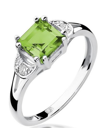 Prsten Bonore - Bílé Zlato 585 - Olivín 1,1 Ct