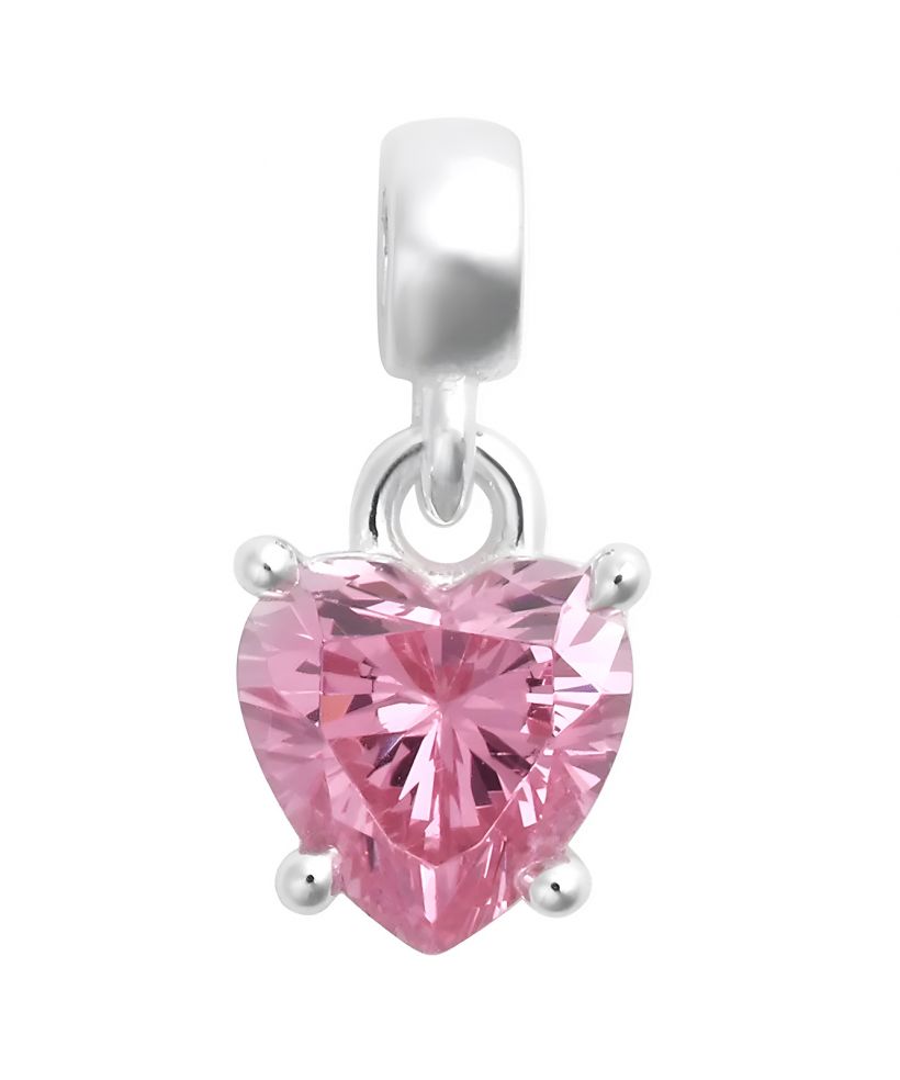 Přívěšek Daniel Wellington Heart Pink Crystal Charm Silver