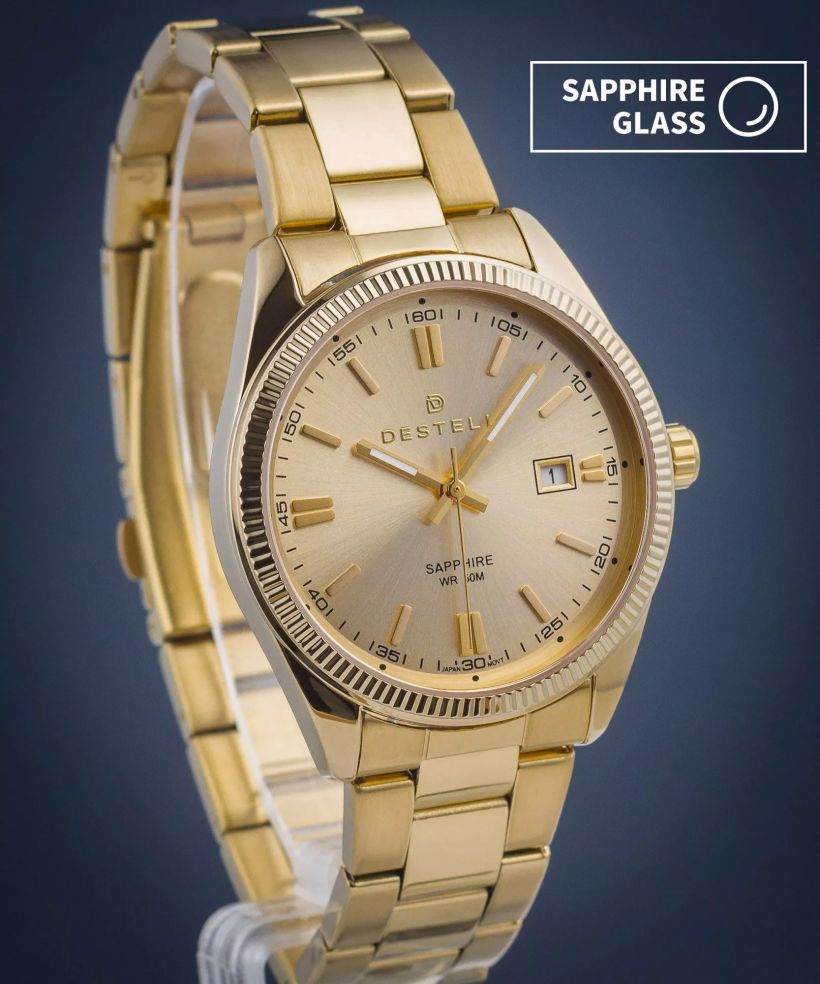 Hodinky DESTELL Loup Full Gold Steel Sapphire