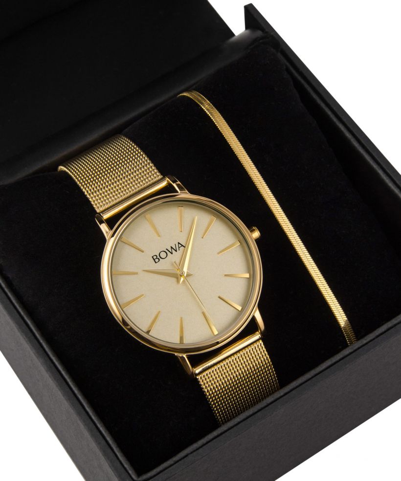 BOWA Praha Full-Gold Mesh 38 Gift Set (hodinky + náramek)