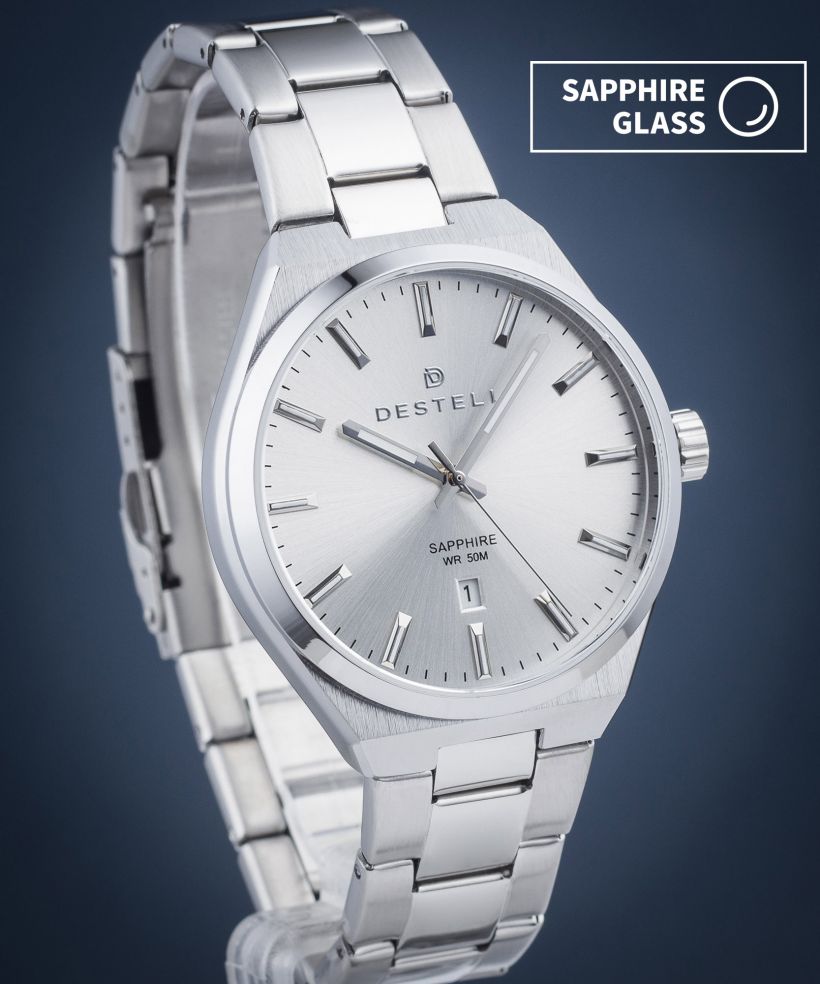 Hodinky DESTELL Aries Full Silver Steel Sapphire
