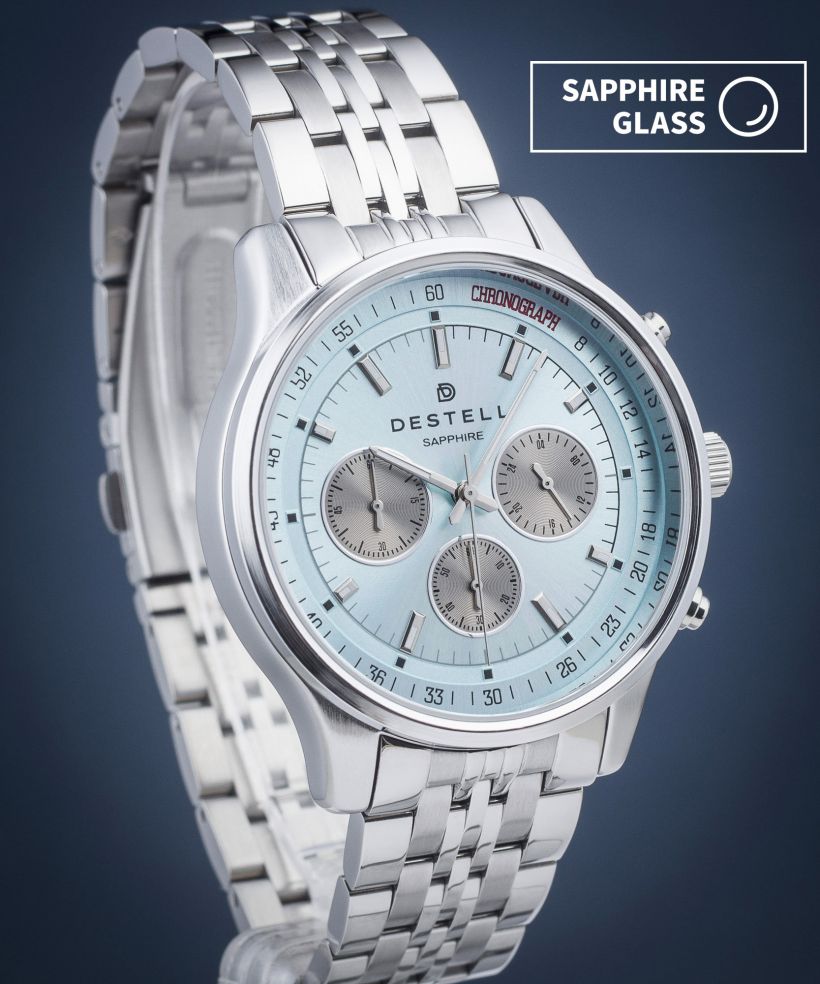 Hodinky DESTELL Circinus Ice Blue Silver Steel Chronograph Sapphire