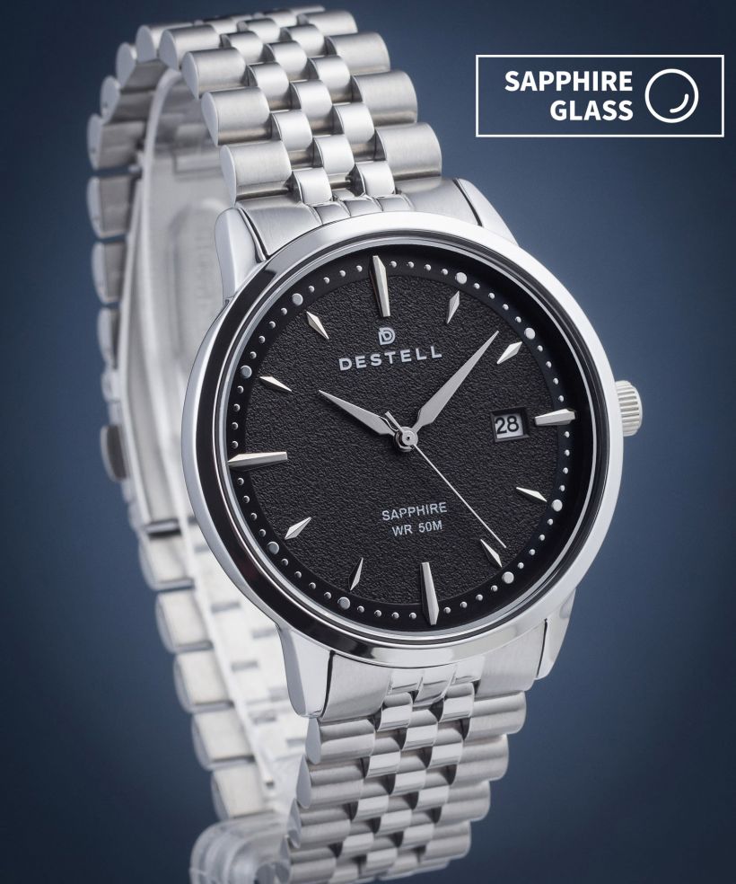 Hodinky DESTELL Pictor Black Silver Steel Sapphire