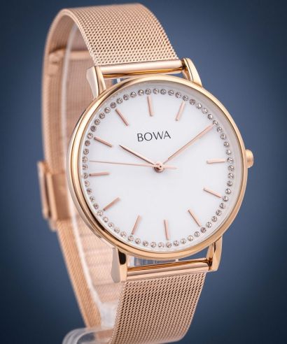 Hodinky dámské BOWA Rio White-Rose Gold Mesh 38