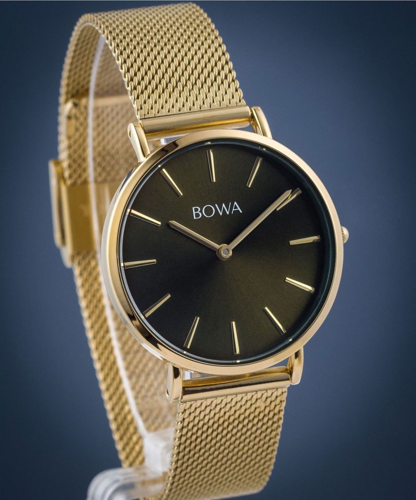 Hodinky dámské BOWA New York Petite Green-Gold Mesh 34