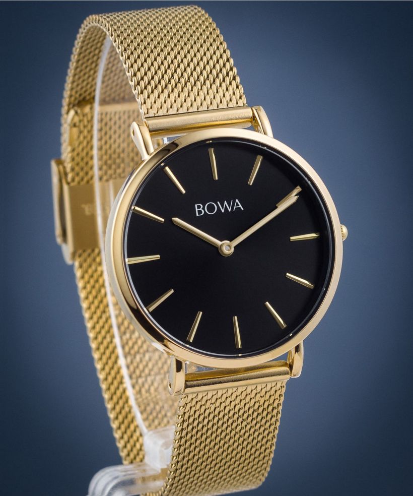 Hodinky dámské BOWA New York Petite Black-Gold Mesh 34