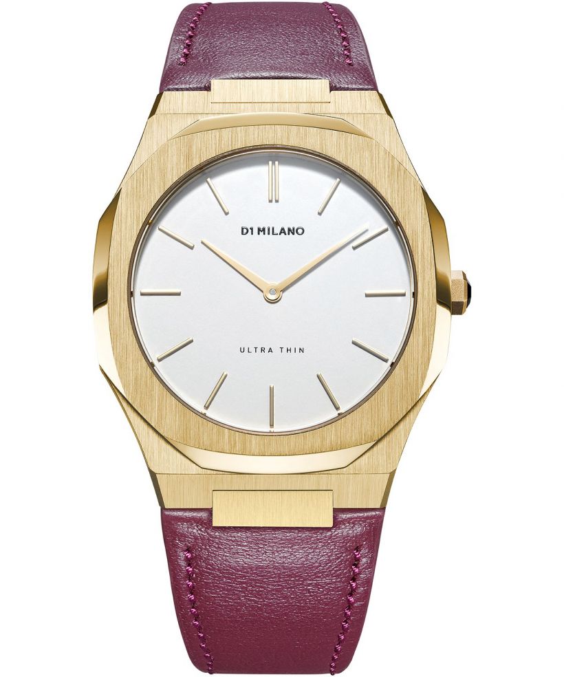 Hodinky D1 Milano Ultra Thin Leather Gold Plum