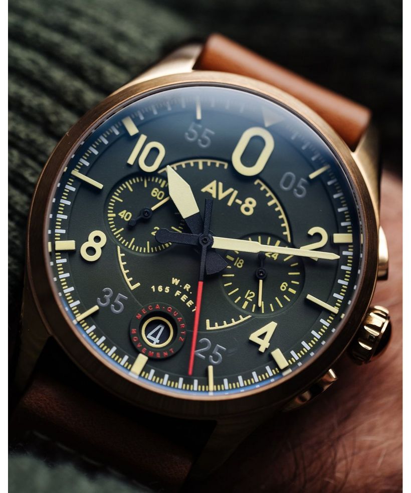 Pánské hodinky AVI-8 Spitfire Lock Chronograph Bronze Green	
