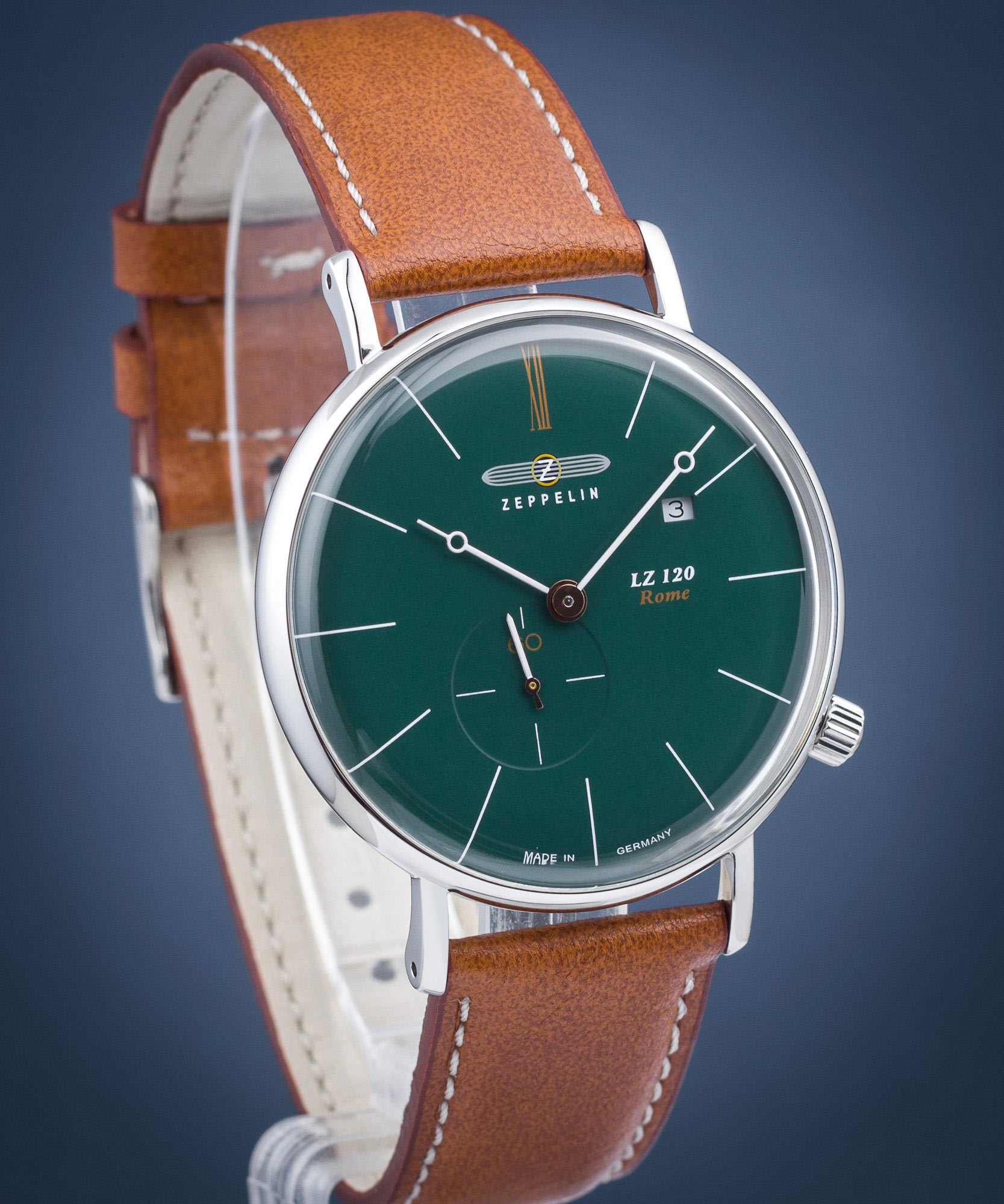 Zeppelin LZ120 Rome Orologio Uomo Quarzo 41mm | Cassa Acciaio Quadrante Beige, Cinturino Pelle Vitello Marrone 7134-5