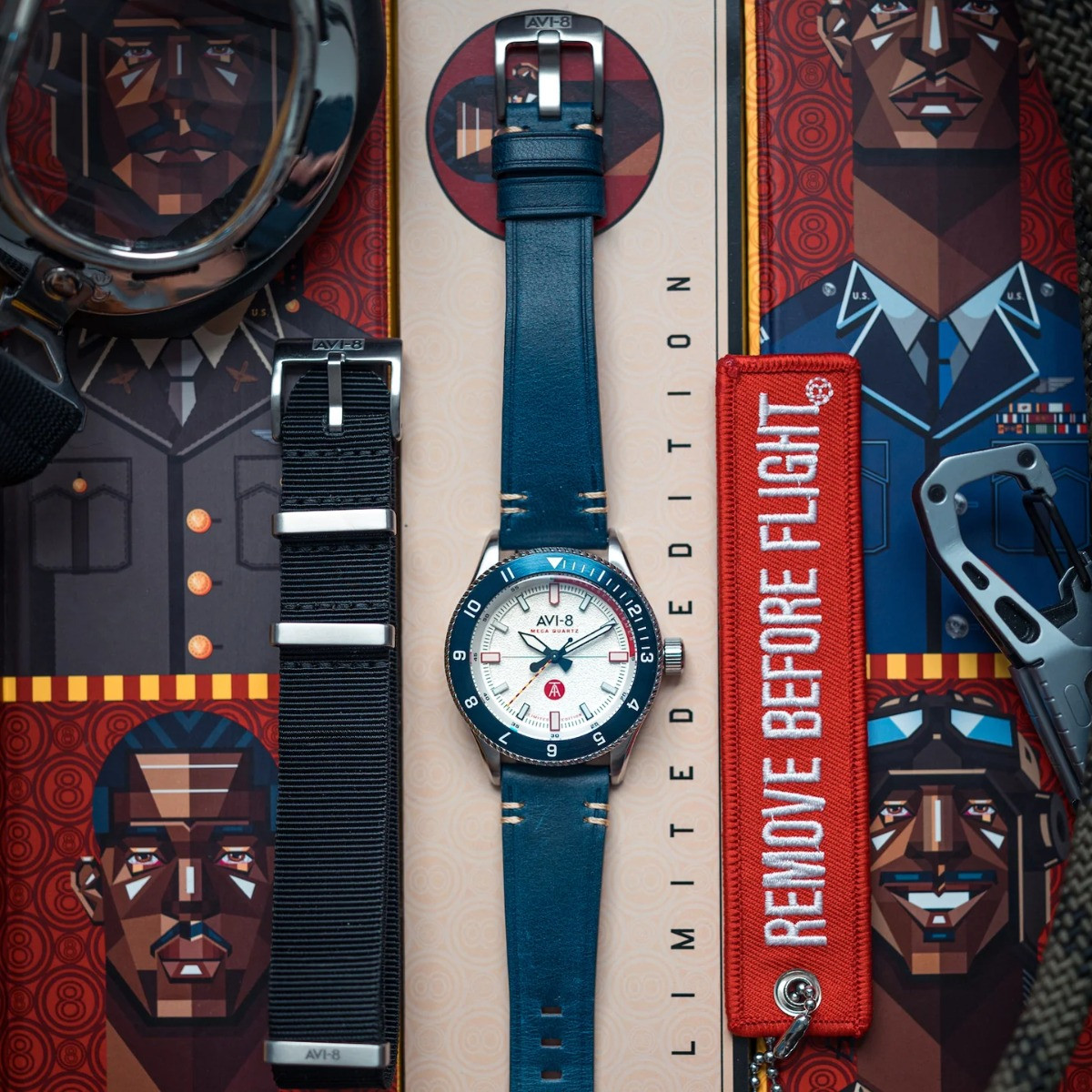 Hodinky AVI-8 Flyboy Tuskegee Airmen Limited Edition SET