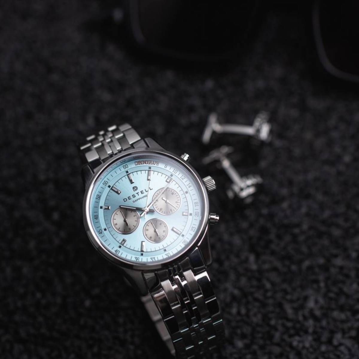 Hodinky DESTELL Circinus Ice Blue Silver Steel Chronograph Sapphire