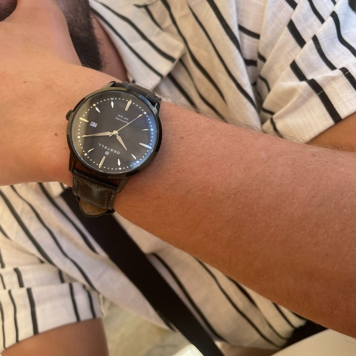 Hodinky DESTELL Pictor Full Black Leather Sapphire