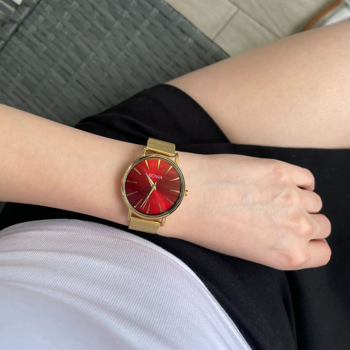 Hodinky BOWA Praha Red Gold Mesh 38